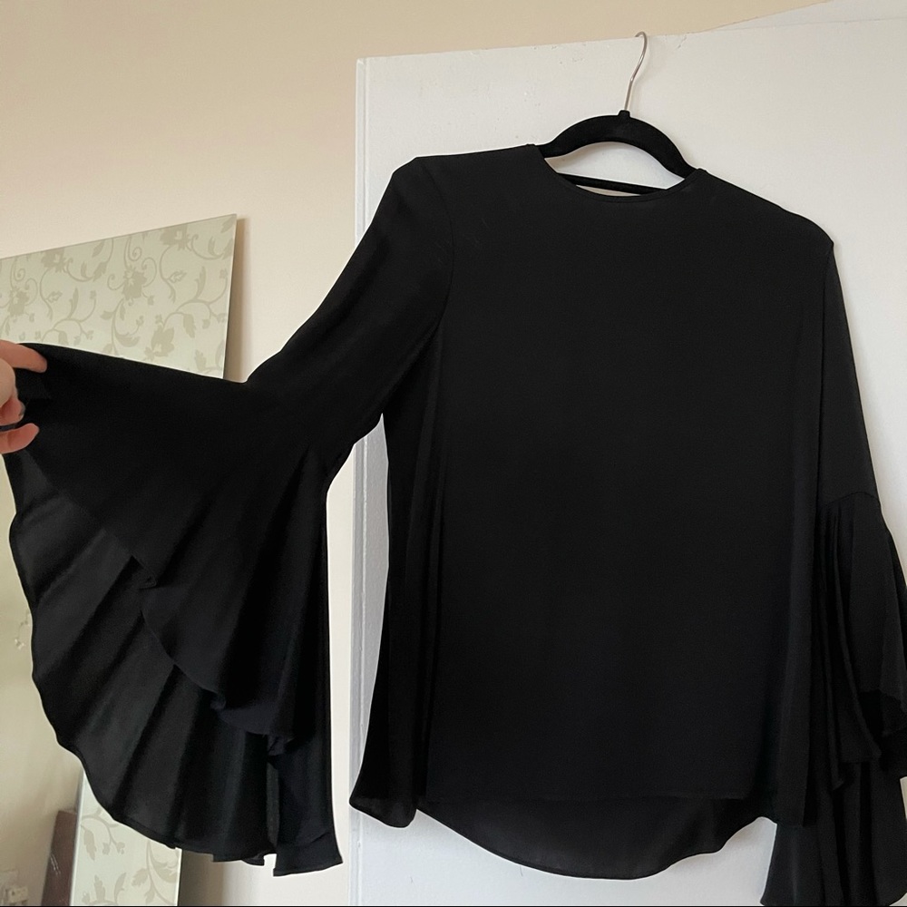 Black trumpet sleeve blouse